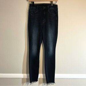 MOTHER High Waisted Jeans Dark Wash Raw Hem